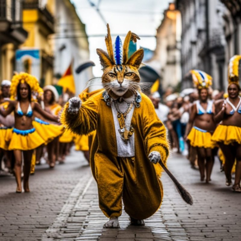 brazilian cat in carnival festival parade
